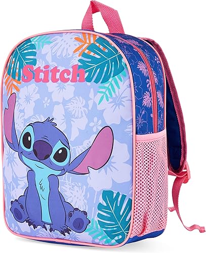 Disney Mochilas Stitch para niñas, mochila Elsa Minnie Mouse, Azul (Stitch)