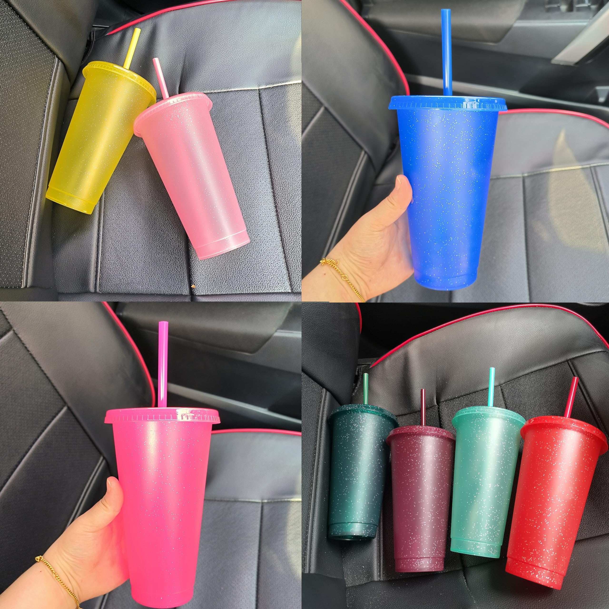 Amazon.com | Suertestarry Tumbler with Straw and Lid,Water Bottle Iced  Coffee Travel Mug Cup,Reusable Plastic Cups,Perfect for  Parties,Birthdays,24oz-10 Pack (10 Pack Glitter, 10 pack): Tumblers & Water  Glasses