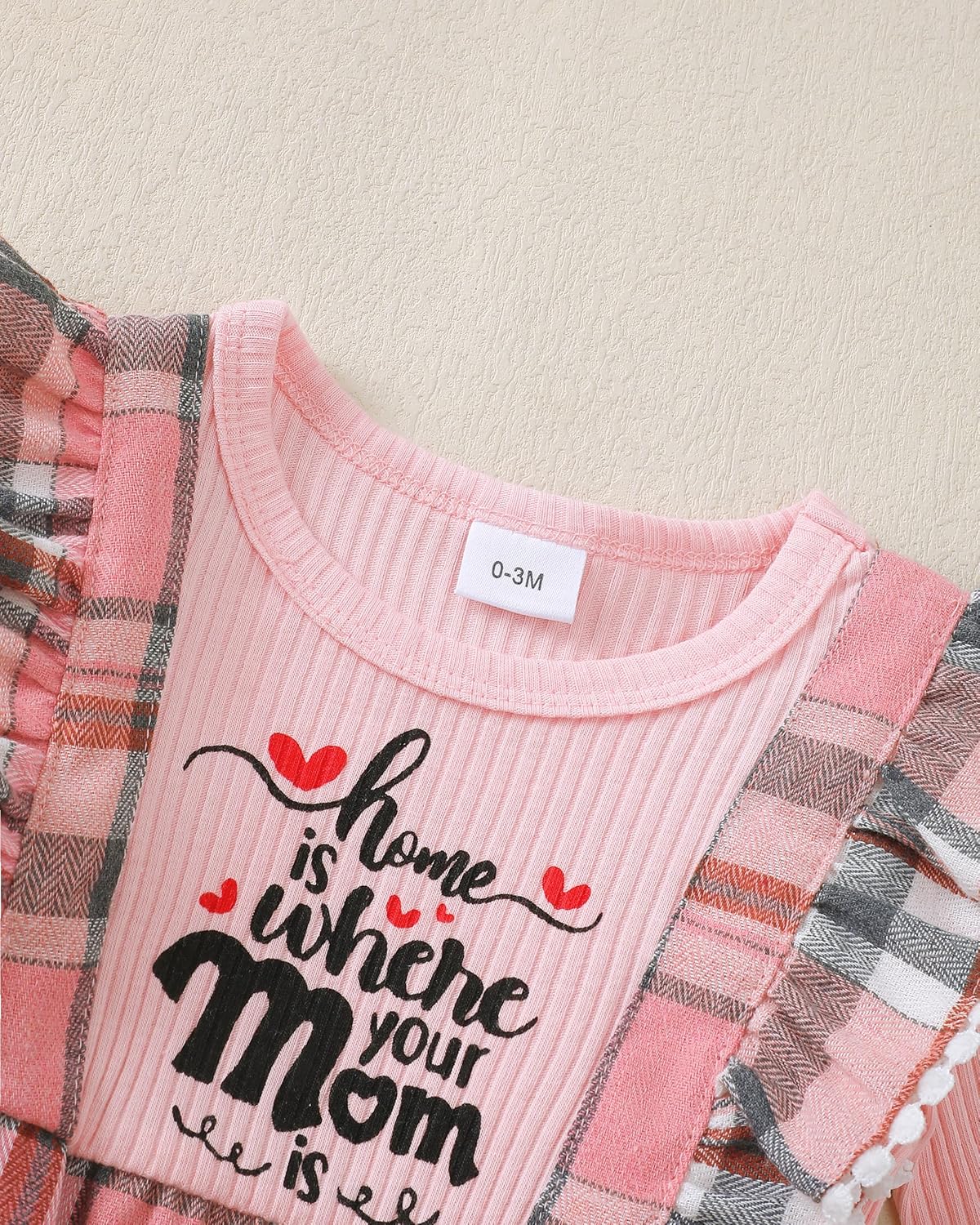 Renotemy Newborn Baby Girl Clothes Fall Winter Outfit Ribbed Romper Plaid Overalls Jumpsuit Infant Girl Outfits 0-18 Months - Image 5