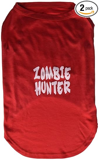 Mirage Pet Products 20-inch Zombie Hunter Screen Print Shirt for Pets, 3X-Large, Red
