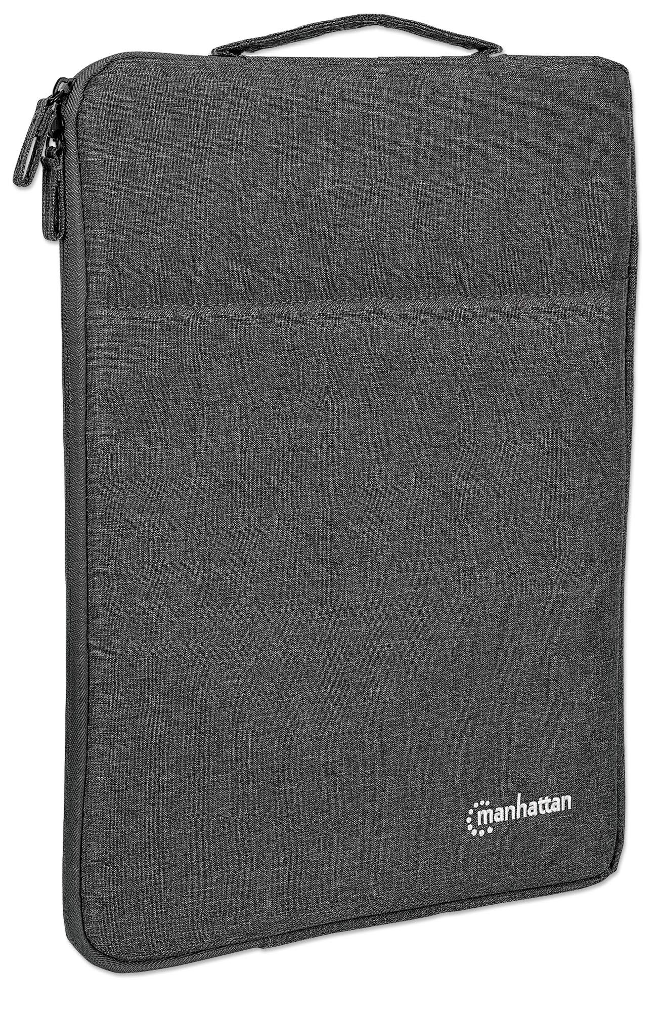 MANHATTAN 15.6 Inch Laptop Sleeve Carrying Case – with Handle, Water Resistant Material, 2 Zipper Pockets – for Laptop, Computer, Tablet and Other Devices Up to 15.6” – 3 Yr Mfg Warranty – 439817