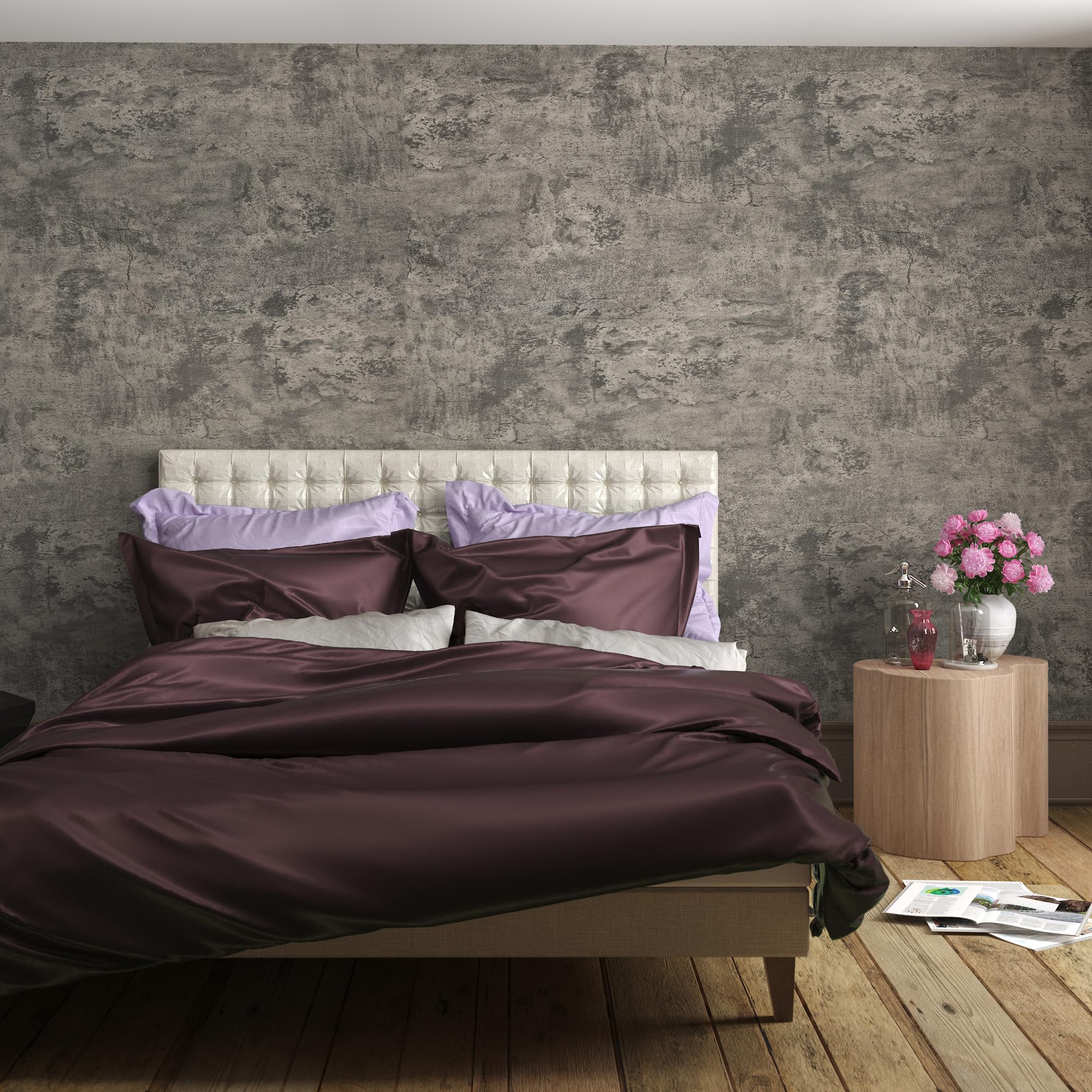 16"×591" Light Brown Grey Concrete Wallpaper Peel and Stick 3D Industrial Cement Contact Paper Vinyl Wrap Matte Textured Self Adhesive Wall Tile Sticker for Walls Kitchen Countertops Bedroom Bathroom