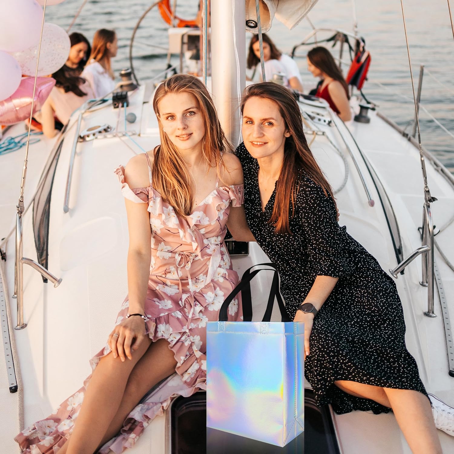 18 Pcs Glossy Iridescent Small Gift Bags Bulk, 8x3.9x9.8 In Non-woven Party Bags for Present with Sturdy Bases for Birthday, Wedding, Easter, Party, Holiday - Image 7