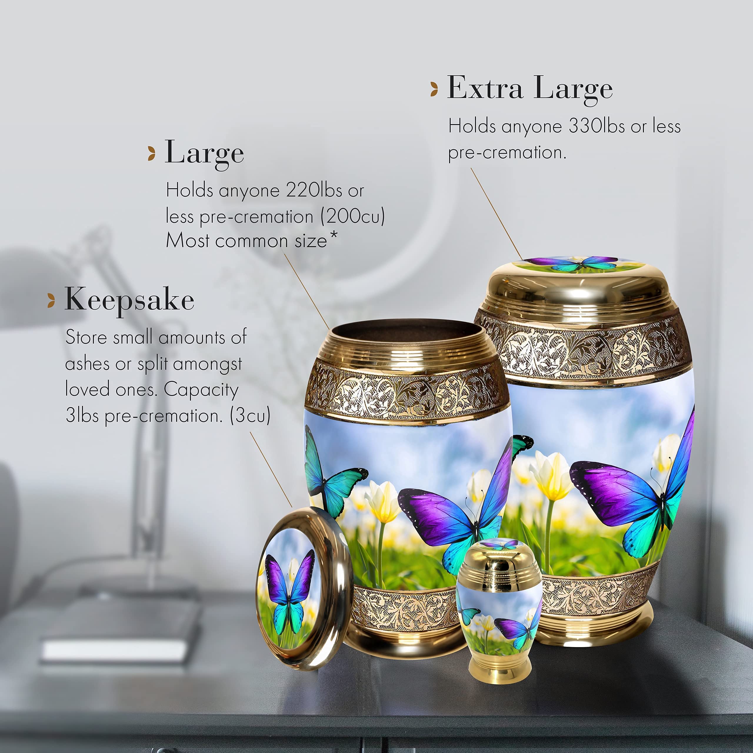 Buy Wild Butterfly Cremation Urns for Human Ashes Adult for Funeral