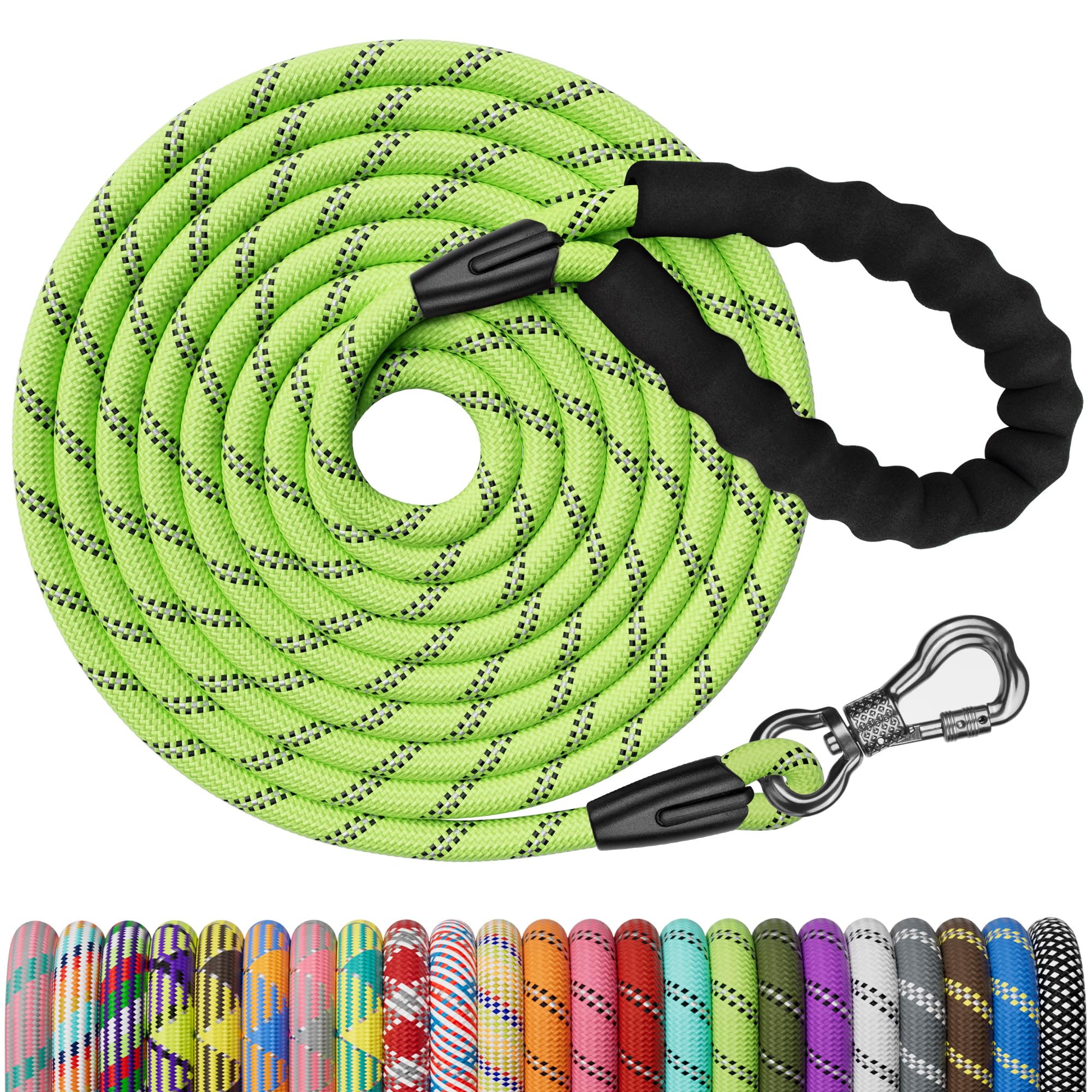 NTR Heavy Duty Large Dog Leash, Reflective Leash with Swivel Lockable Hook and Comfortable Padded Handle, Puppy for Walking, Hunting, Camping,