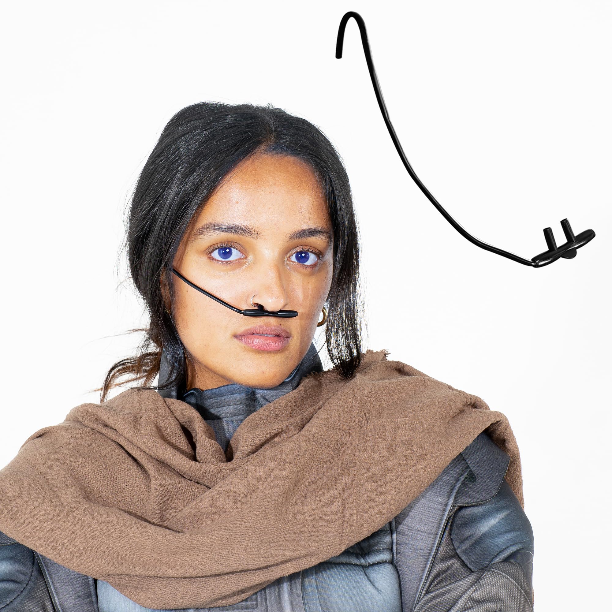 Watt's WigsDesert Warrior Breathing Tube Costume Accessory - Black Fitted Nose Inhaler Cosplay Apparatus with Wire Installed to Form to Face - One Size Fits All