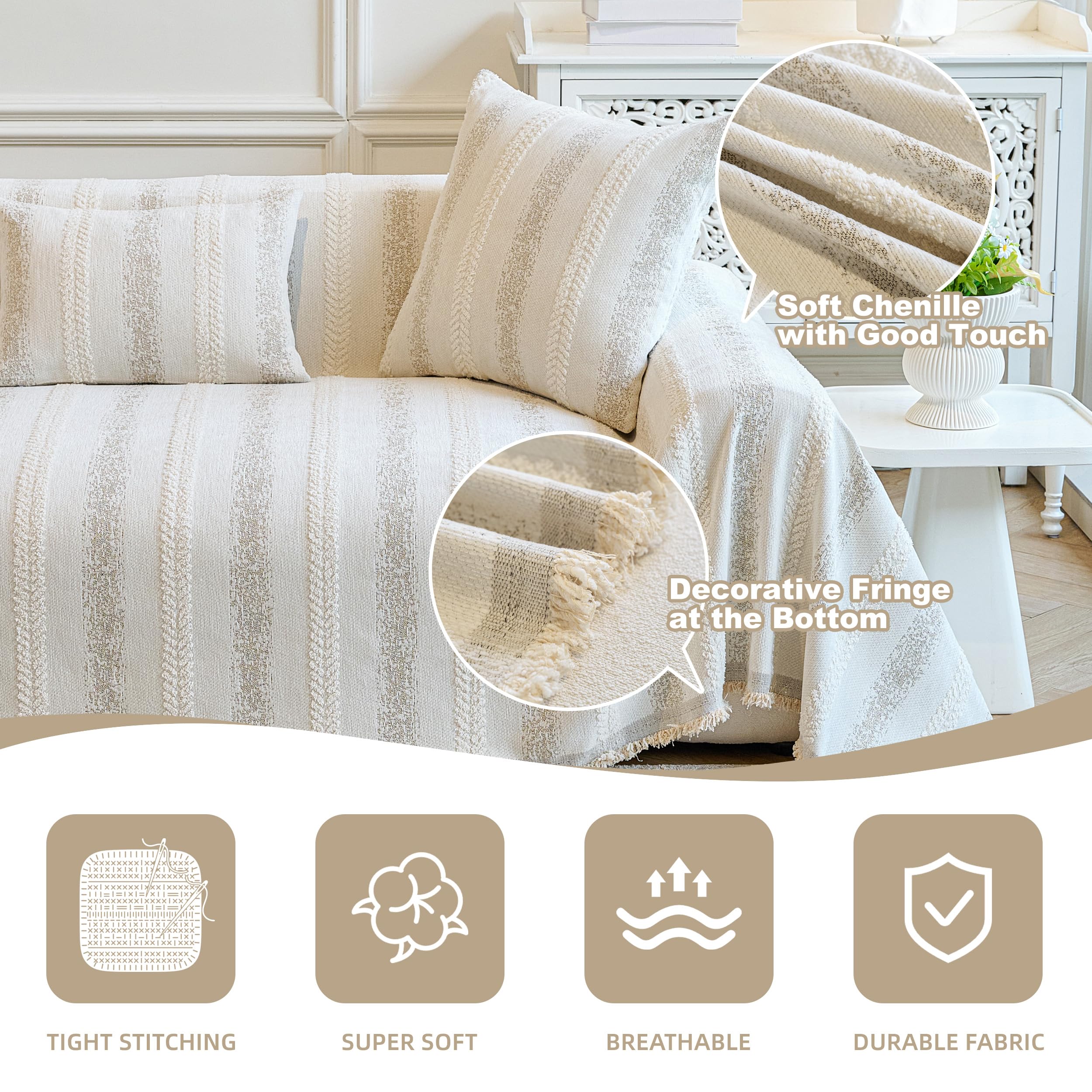 Washable Couch Covers That Stay Put: 5 Worth Buying (2026) 2 Non-Slip Stripe Washable Dog Couch Cover - product photo