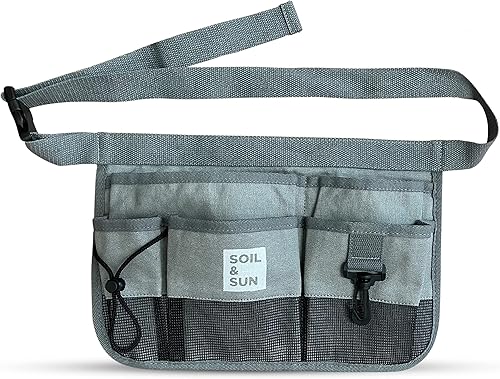 Soil & Sun Cinturón de herramientas de jardín para mujer, delantal de herramientas, cinturón de utilidad para mujer, profesora, delantal de cintura