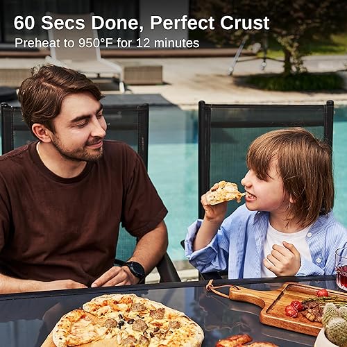 Miniatura 3 de EAST OAK Horno de pizza para exteriores, horno de pizza de pellets de madera de 12 pulgadas con piedra giratoria para pizza, encimera de apertura