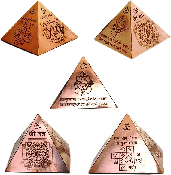 OMG-Deal Vastu Copper Pyramid Syllable Mantra with Shri Kuber Mantra Ganesha Figure, Shri Vastu Dosh Nivaaran