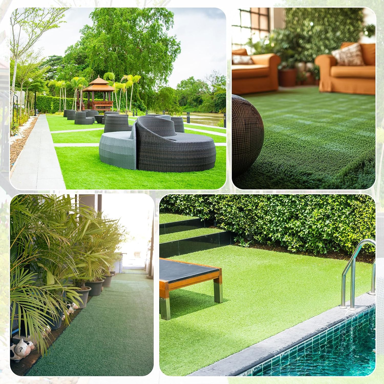 Nuanchu Artificial Grass Turf 4ft x 24ft, 96 Square ft, 1.2" Artificial Grass Rug Extra Large Outdoor Indoor Green Carpet with Drain Holes for Dogs, Patio, Balcony, Backyard