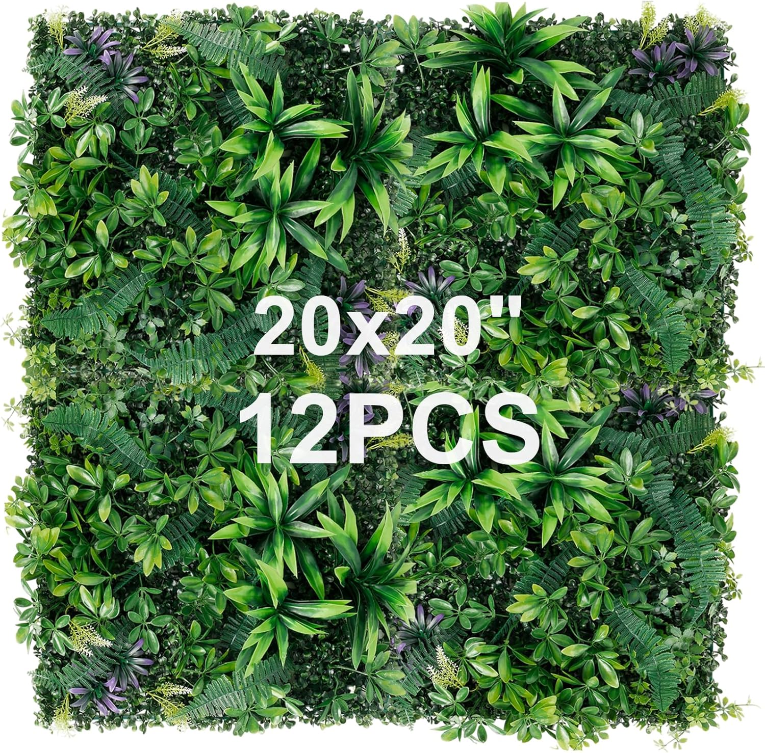 Grass Wall Panels 20"x20", 12 Pack Greenery Backdrop with UV Protection, Artificial Boxwood Panels for Privacy Fence Screen Outdoor Indoor Wedding Decor Garden Backyard