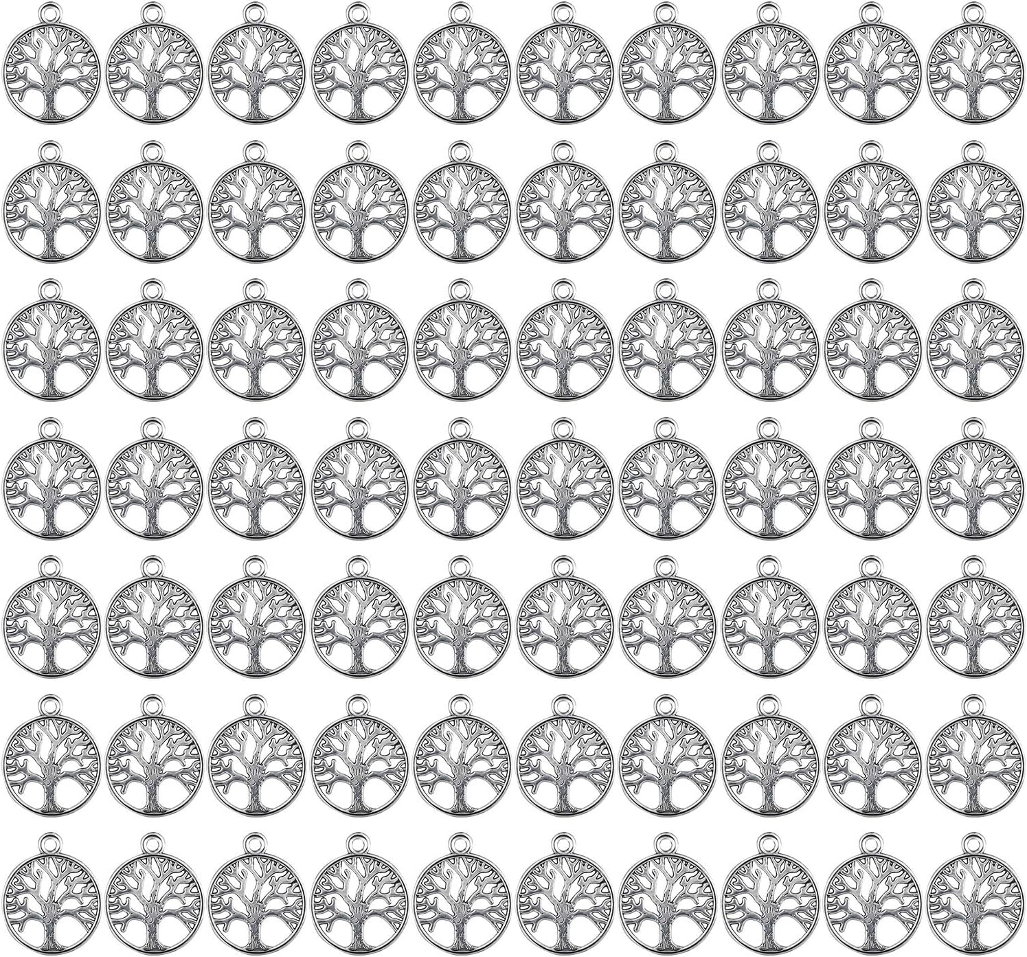 70 Pieces Dragon Charm Silver Collections Antique Pendant Charms Jewelry Crafting Supplies for DIY Necklace Bracelet(Tree Charms)