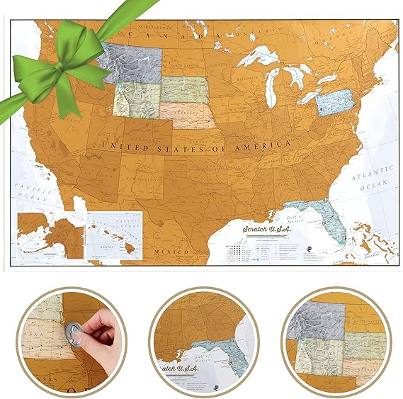 Maps International Scratch Off Map Of The US USA Wall Map Scratch Off Detailed cartography - US States - National Parks - 24 x 36