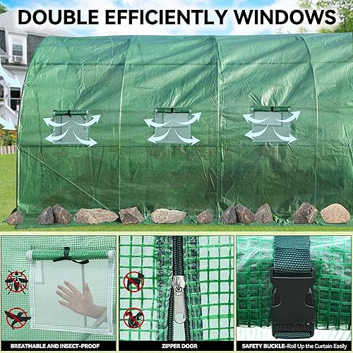 Miniatura 4 de DWVO Invernadero de 10 x 6.5 x 6.5 pies con sistema de agua resistente para invernaderos de túnel grande, kit de invernaderos de túnel grande para