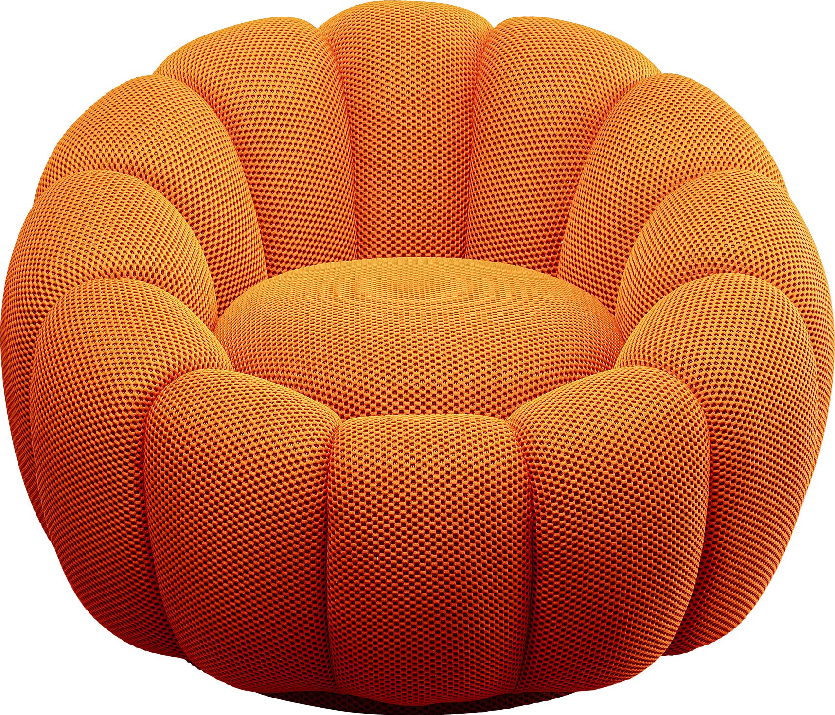 Kare Fauteuil pivotant Design Peppo Bloom, Orange, Hauteur d'assise 40 cm, Fauteuil rembourré, Fauteuil de Relaxation, pivotant à 360 degrés, Salon, 68 x 94 x 94 cm (H x l x P)