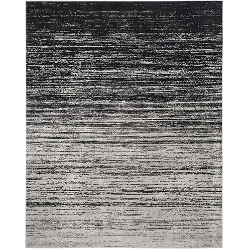 SAFAVIEH Adirondack Collection 8' x 10' Silver / Black ADR113A Modern Ombre Non-Shedding Living Room Bedroom Dining Home Office Area Rug