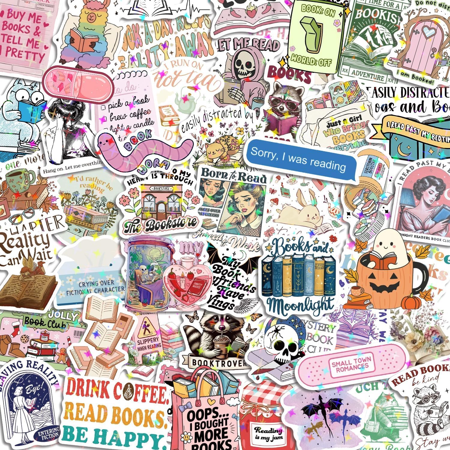 258 PCS Funny Stickers for Adults - Holographic Sarcastic Meme Decals, 258-bookish Stickers - Image 2