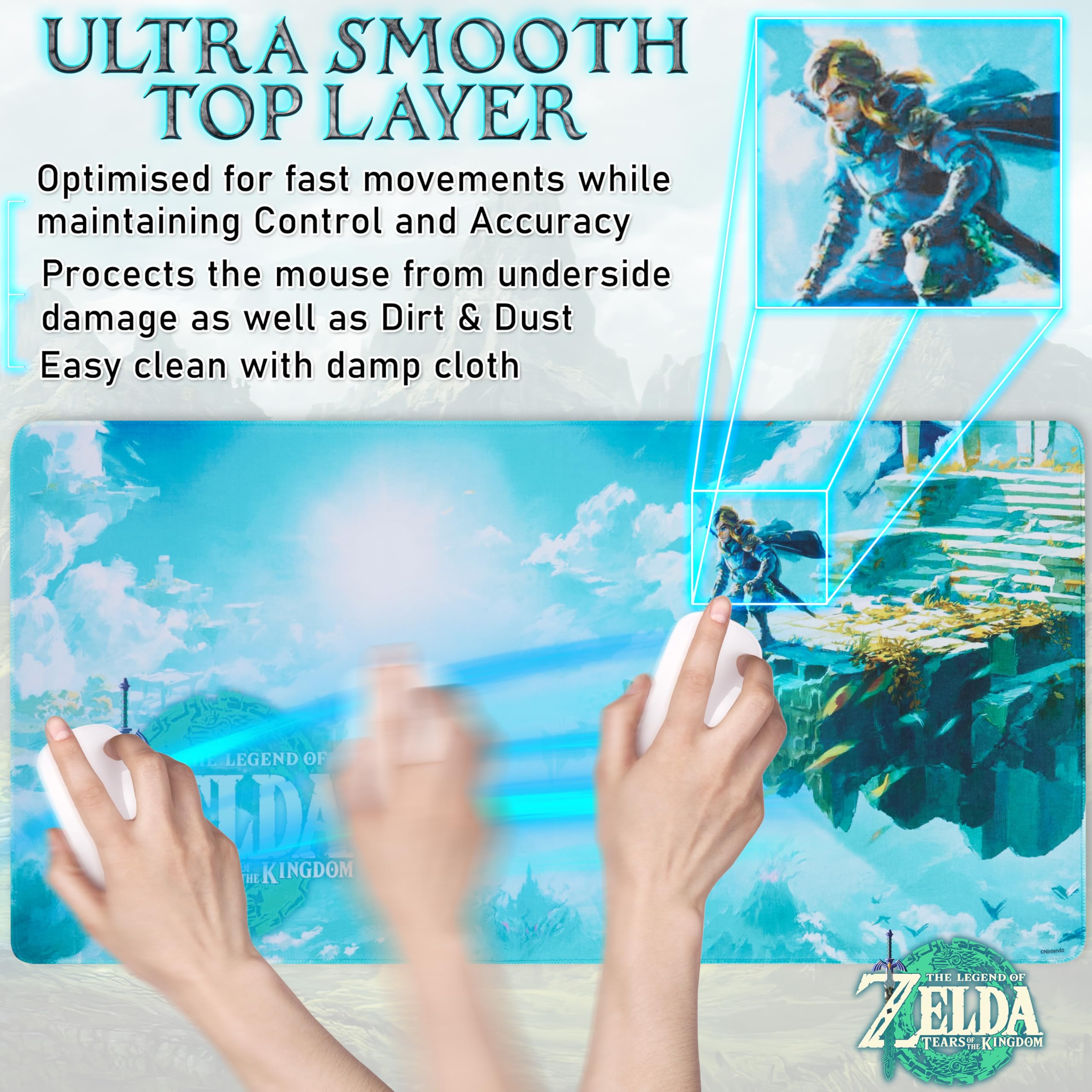 ZELDA Alfombrilla Grande Antideslizante para Escritorio para Niños, Regalo Gamer