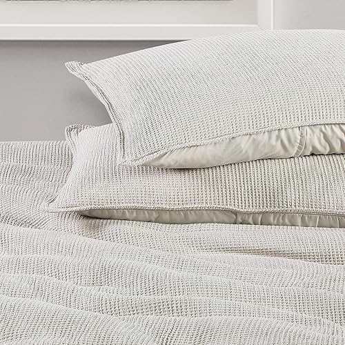 Miniatura 4 de WellBeing by Sunham - Juego de edredón de tejido gofre, mezcla de algodónpoliéster, matrimonialqueen, lino