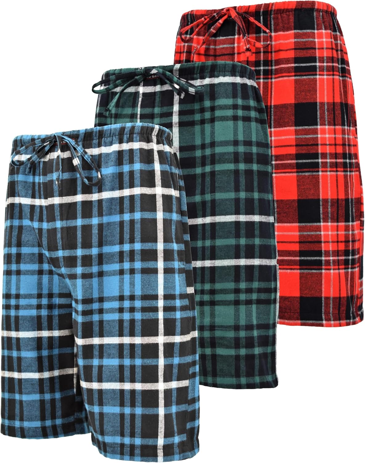Andrew Scott Men's Cotton Flannel Soft Woven Lounge PJ Shorts | Drawstring & Pockets | Multi Packs