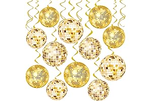 20-Piece Gold Disco Ball Hanging Swirls for a Dazzling Disco Party