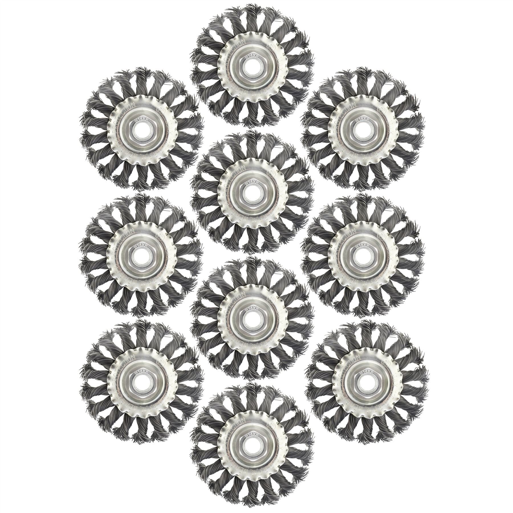 Ab Tools Silver 10 Flat Twist Knot Wire Wheel Brush 100Mm M14 X 2 Deburring Angle Grinder At931