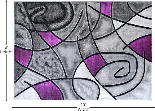 Miniatura 2 de Flash Furniture Jubilee Collection - Alfombra abstracta de olefina morada, alfombra de 8 x 10 pies, respaldo de yute, sala de estar, dormitorio y