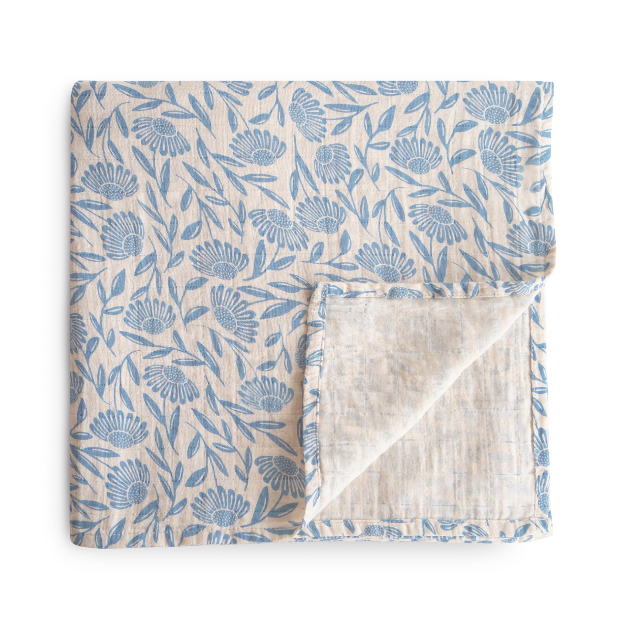 mushie Blue Flowers Swaddle