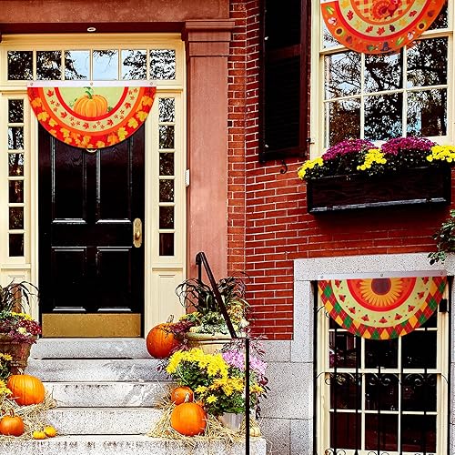 Miniatura 6 de 4 banderas plisadas de Acción de Gracias de 1.5 x 3 pies para exteriores, calabaza, pavo, patio, otoño, con cabecera de lona y ojales de metal para