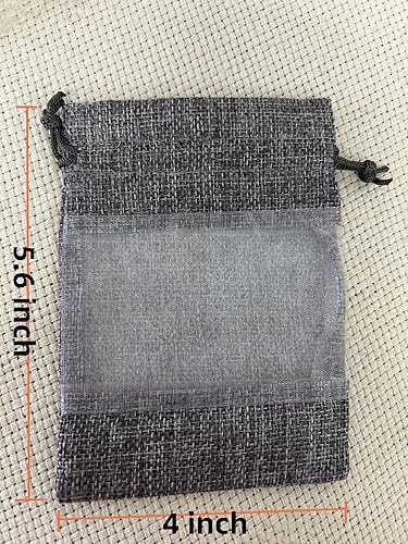 Miniatura 4 de Daihellenstone - Paquete de 20 bolsas de arpillera de organza de lino de 4 x 5.6 pulgadas con cordón para fiestas, Navidad, bodas, bolsas de regalo