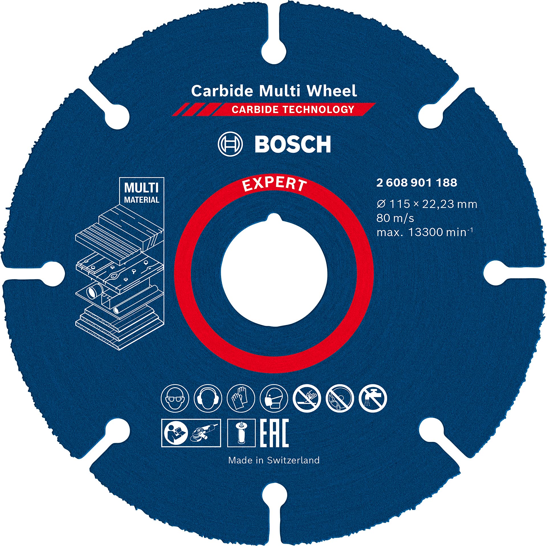 Bosch Professional 1x Expert Carbide Multi Wheel Cutting Disc (for Hardwood, Ø 115 mm, Accessories Small Angle Grinder)