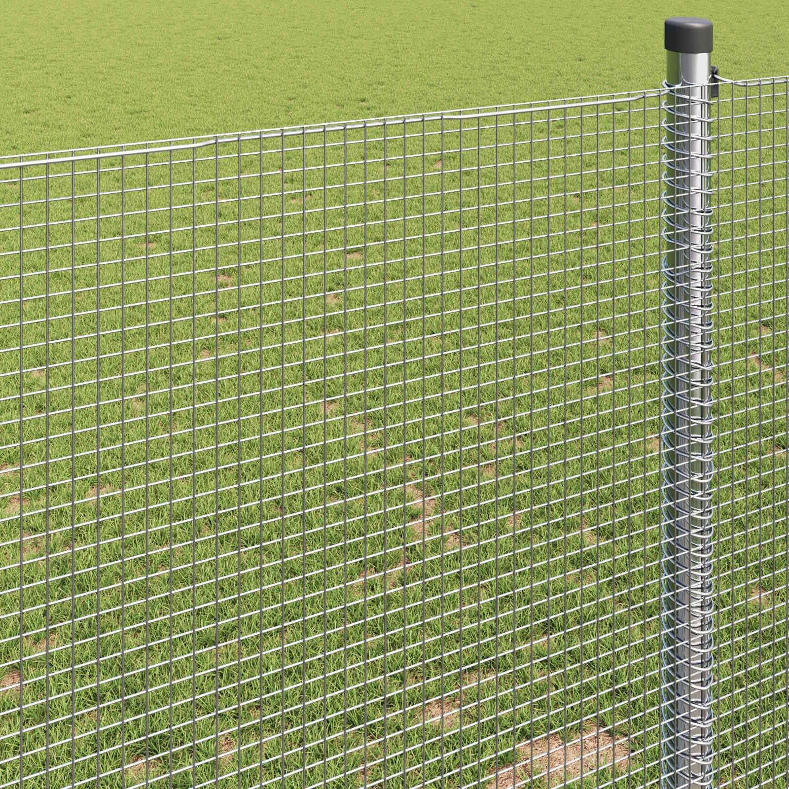 Valla de alambre soldada plateada, elemento de jardín de metal duradero, 2500 x 60 cm, protección visual y delimitación para terraza, jardín delantero y parcela