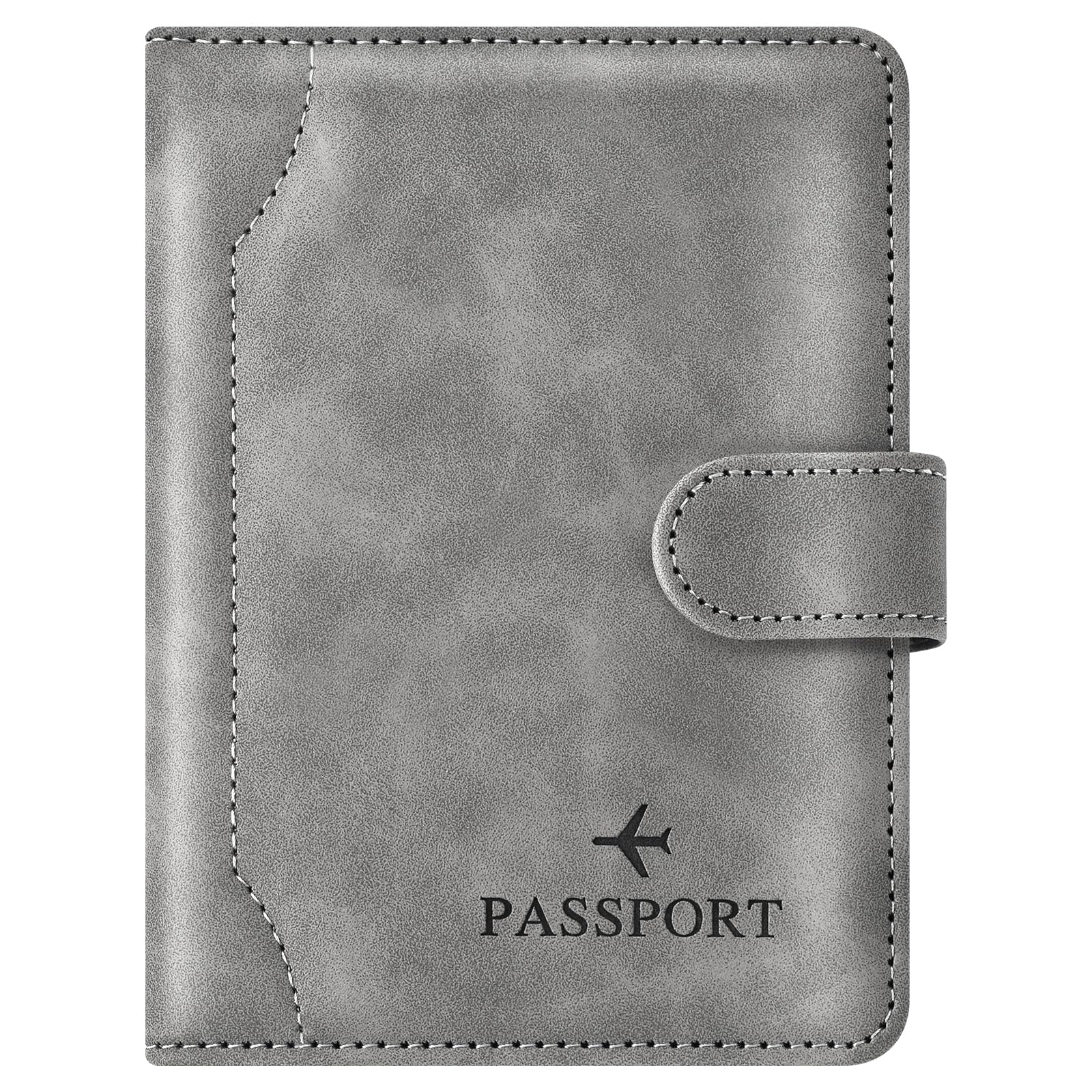 Herain Gray Passport Passport Holder for Travel, Passport Wallet Cover Case Women Men Family Cruise Ship Essentials, RFID Passport Book Holders Travel Accessories Vacation Must Haves