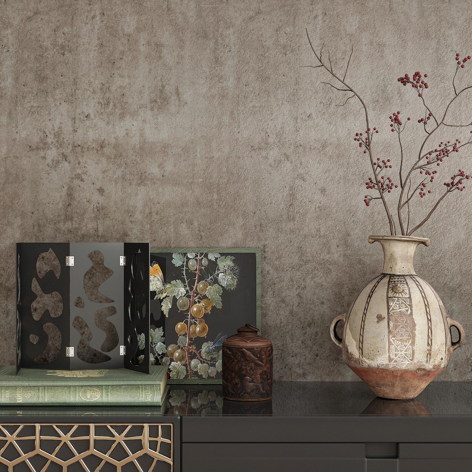 VaryPaper Peel and Stick Metallic Brown Concrete Wallpaper 40cmx200cm Thick Cement Contact Paper for Kitchen Countertops Sticky Back Plastic Industrial Wallpaper for Living Room Hallway Furniture Wrap - Image 2