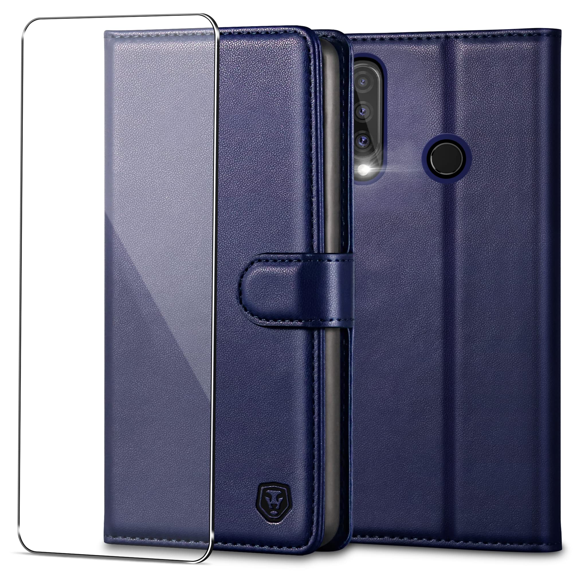 Coque Huawei P30 Lite bleue en cuir avec verre trempé inclus - 8