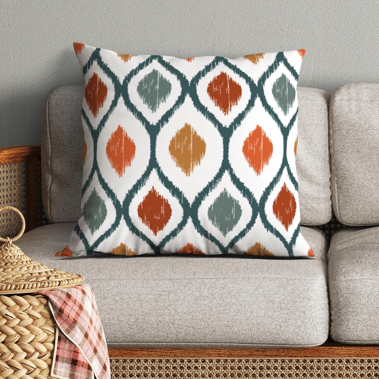 Americanflat 20x20 Throw Pillow with Sewn-in Insert - All-in-One Decorative Pillows - No Cover Needed - Soft and Durable Cushion for Bed or Sofa - Polyester - Deep Teal, Orange, Yellow and White
