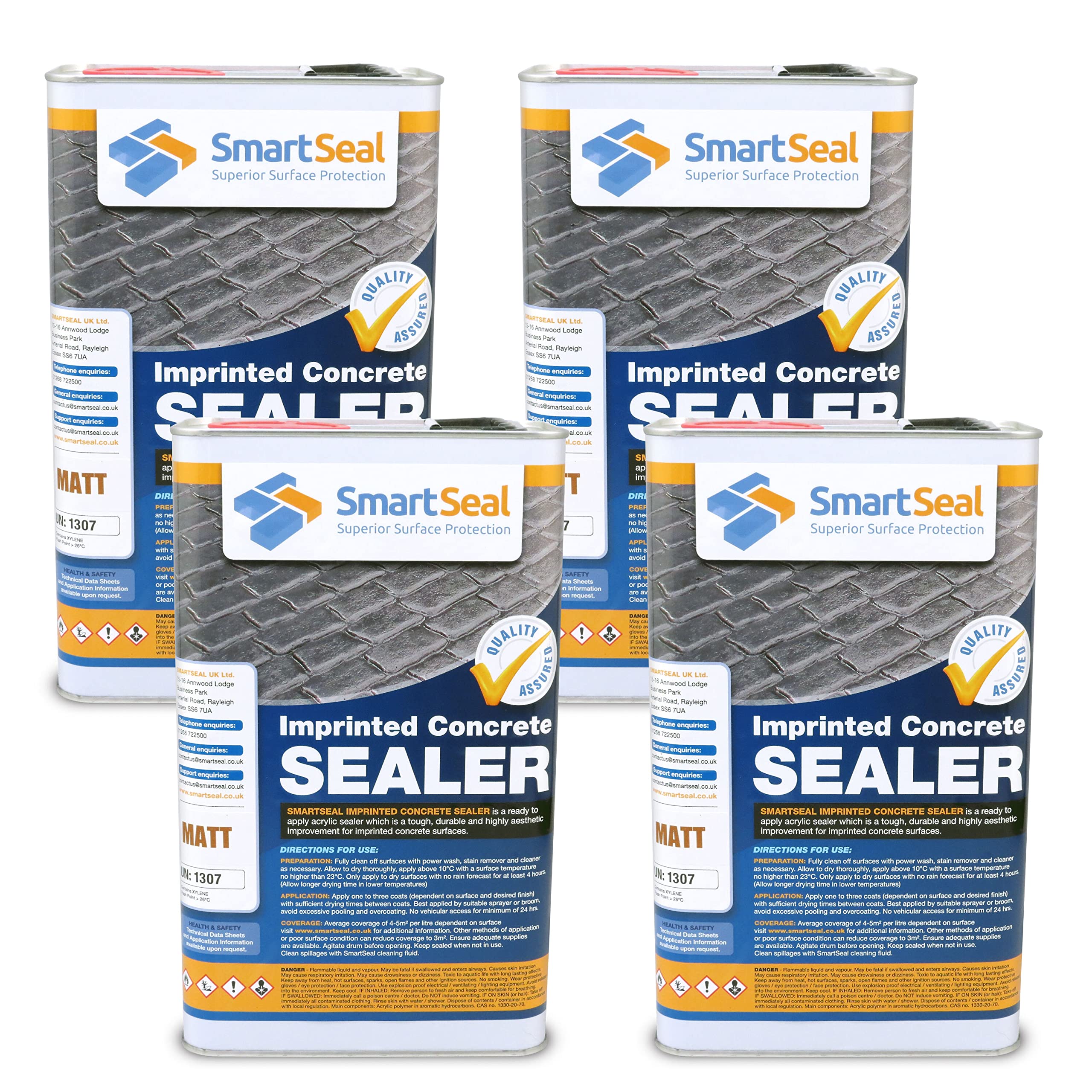 Smartseal Imprinted Concrete Sealer - Matt Finish - Easy to Apply Driveway Sealer for Stamped and Patterned Concrete - Durable Outdoor Use (4 x 5 L)