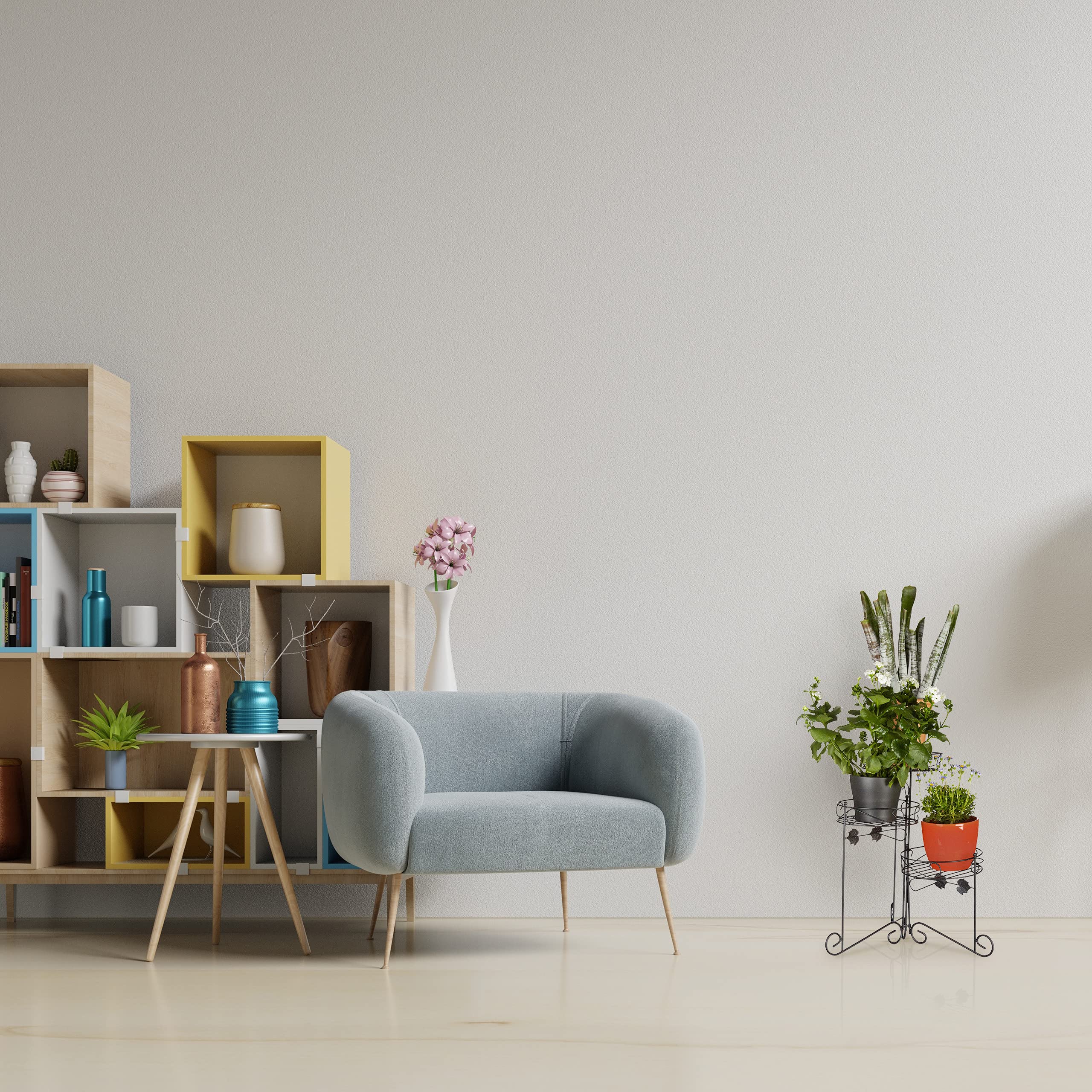 Relaxdays Scaffale Porta Piante, in Metallo Verniciato a Polvere, 3 Ripiani, Fiori, Decorativo, H: 50 cm, Fioriera, nero