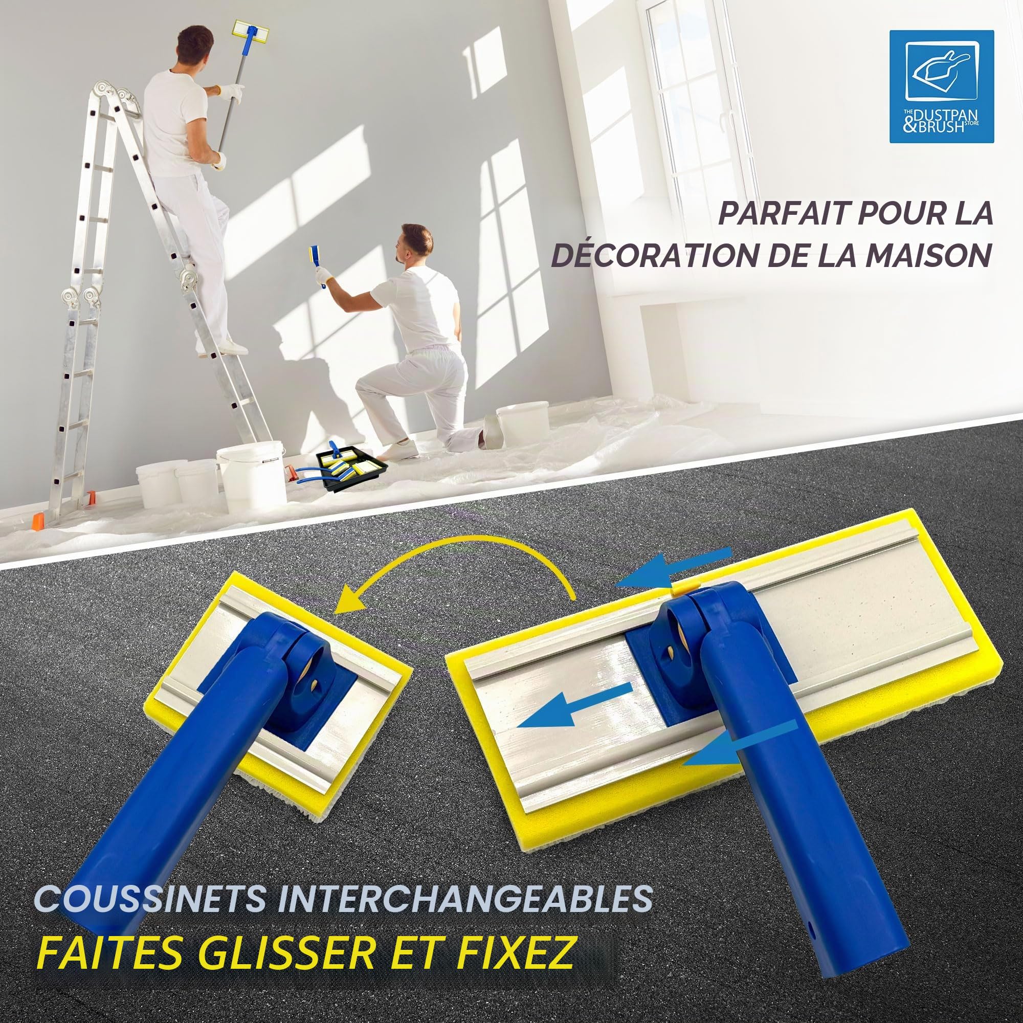 Lot de tampons de peinture pour murs et plafonds, y compris les tampons de peinture grands, moyens, petits, triangulaires, plats pour la décoration, têtes interchangeables, extensibles,