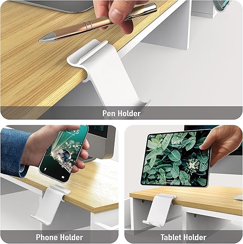 Miniatura 4 de Simple Houseware Soporte elevador de escritorio para monitor doble con cajón, roble
