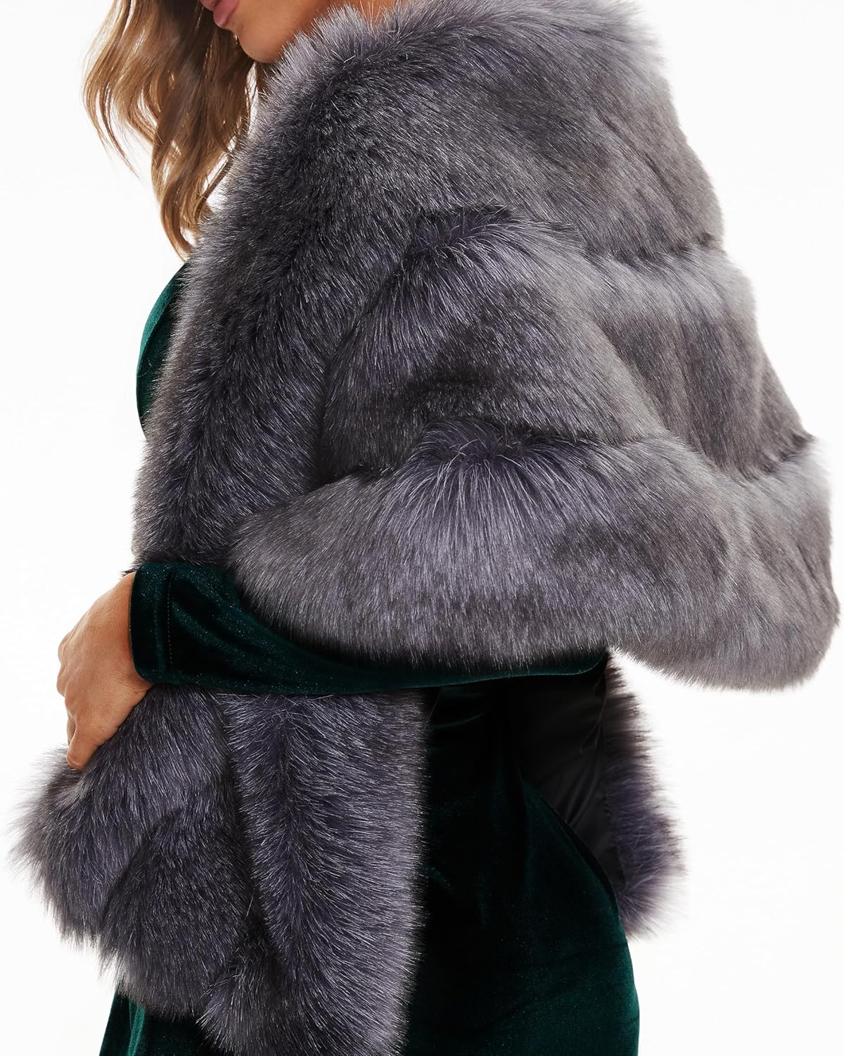 Women's Faux Fur Shawl Luxury Fur Shawls and Wraps for Evening Dresses Bridal Faux Fur Wrap for Bride and Bridesmaid - Image 3