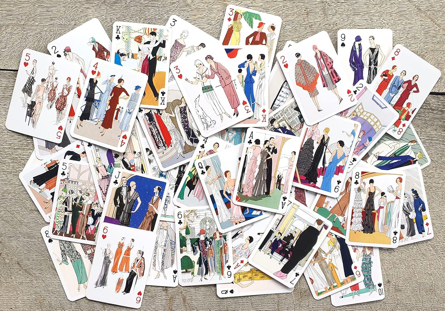 Art Deco Fashion Playing Cards (Poker Deck 54 Cards All Different) Vintage Fashion Belle Epoque Art Deco Posters