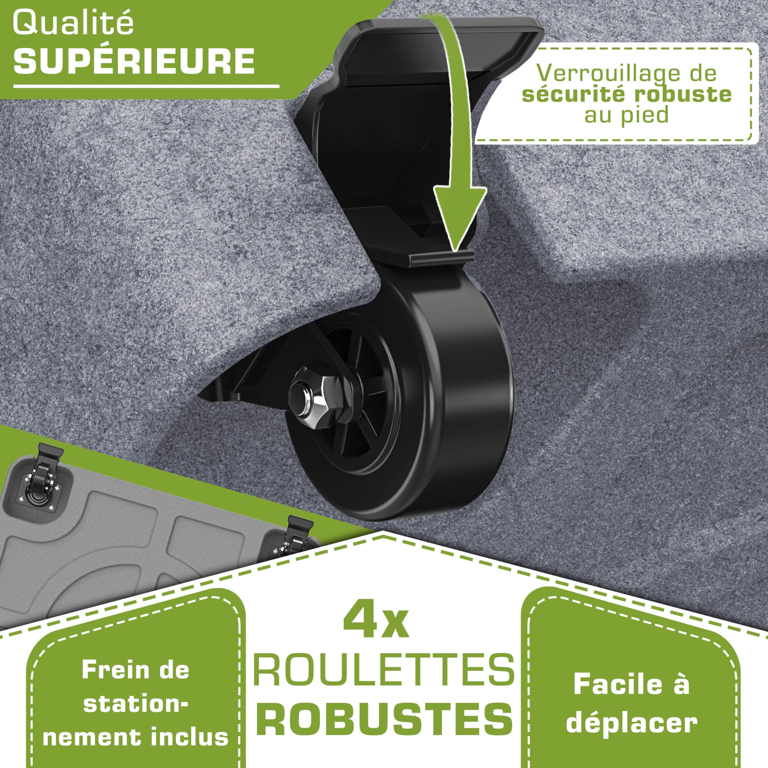 tillvex® Pied de parasol PAVERA à roulettes et freins | Support de lestage parasol à remplir 37L/56kg | Poids pour parasol droit et de marché Ø1,8-3,7m | Résistant aux intempéries et UV (Effet Granit)