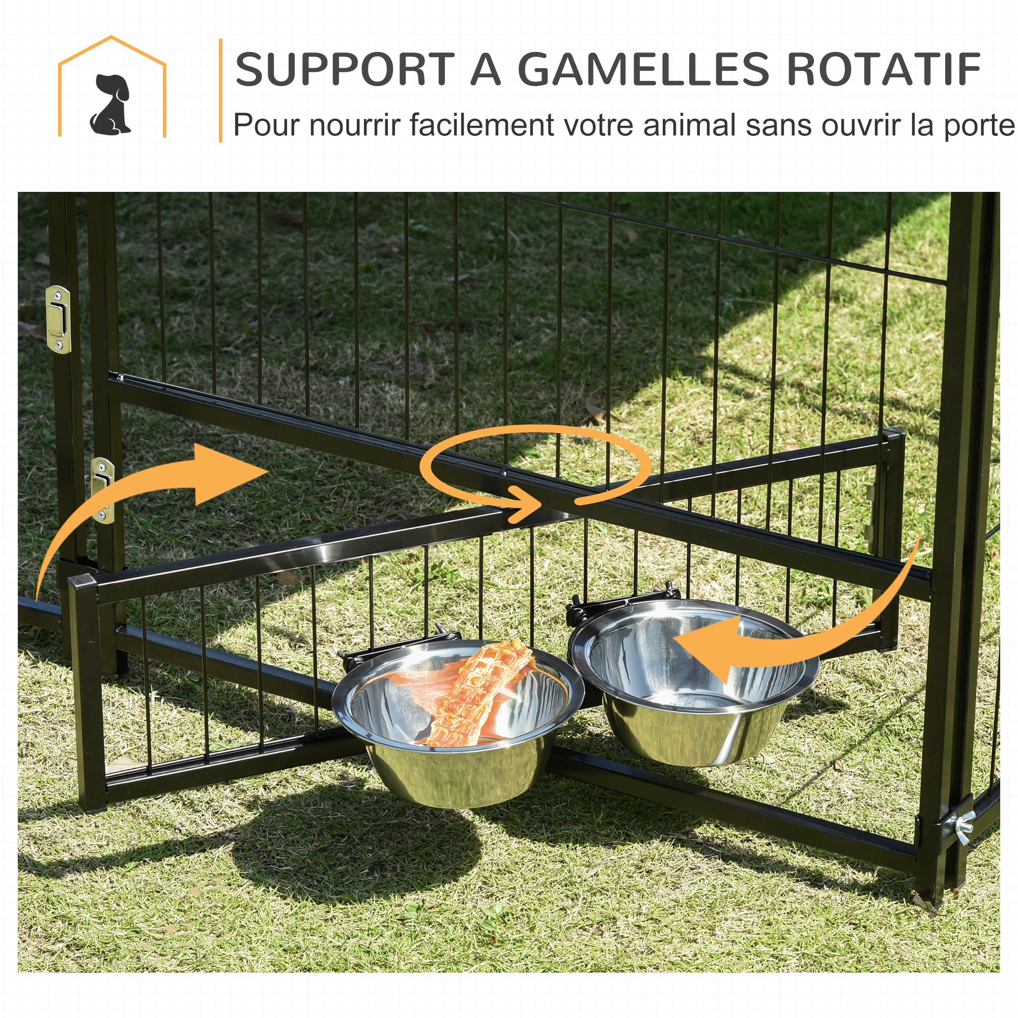 PawHut Chenil extérieur pour Chiens en métal et Tissu Oxford avec Toit résistant aux intempéries 141 x 141 x 151 cm Noir