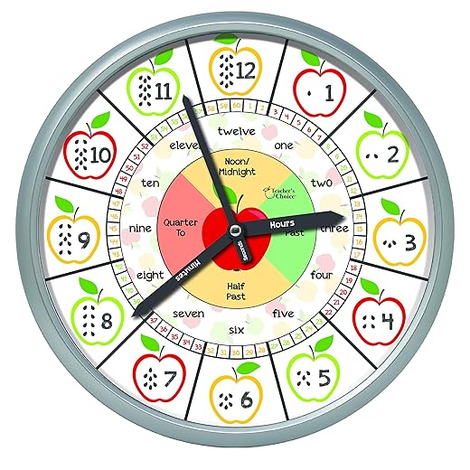 Silent Educational Wall Clock for Teaching Time