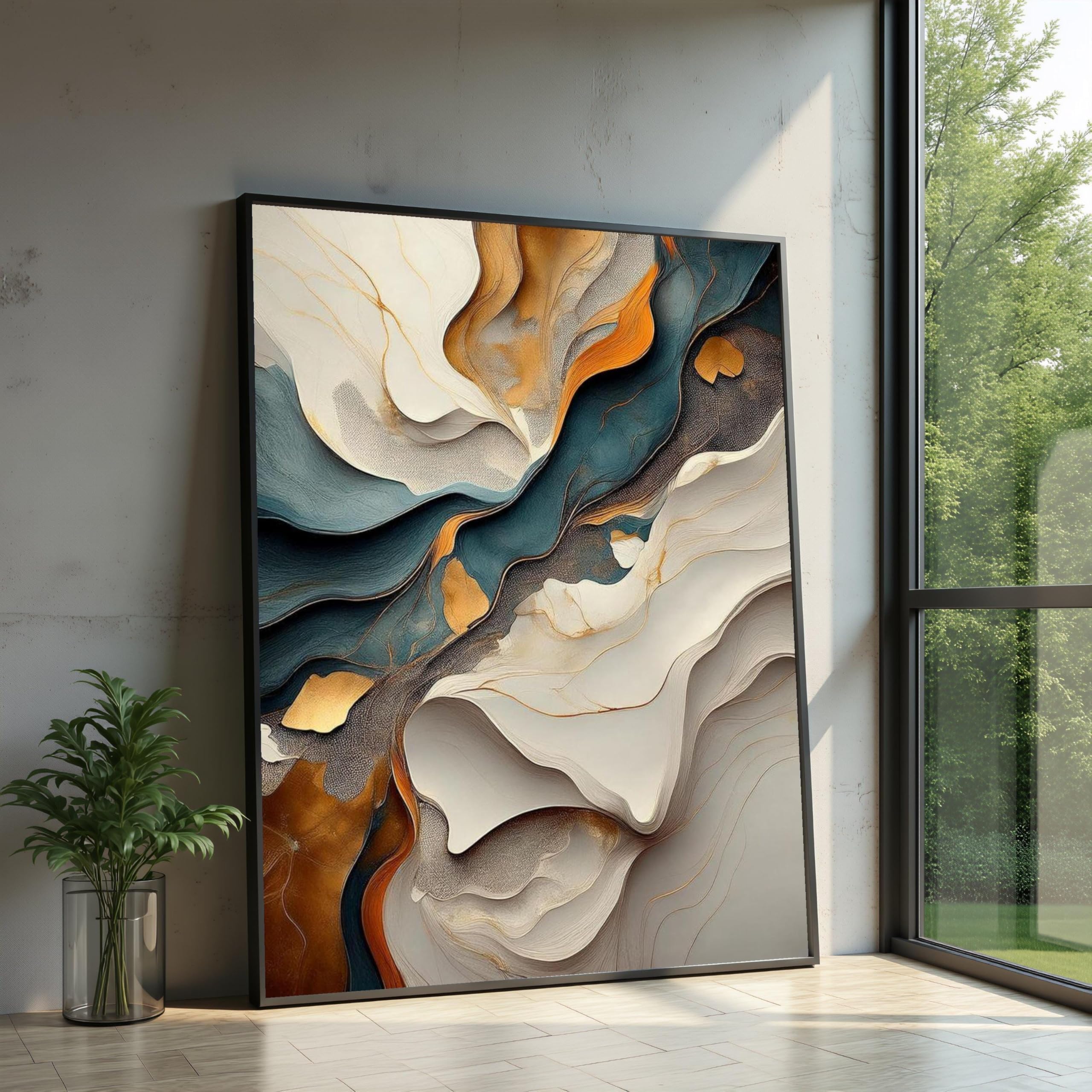 Affiche design couches fluides turquoise pour salon contemporain - 8