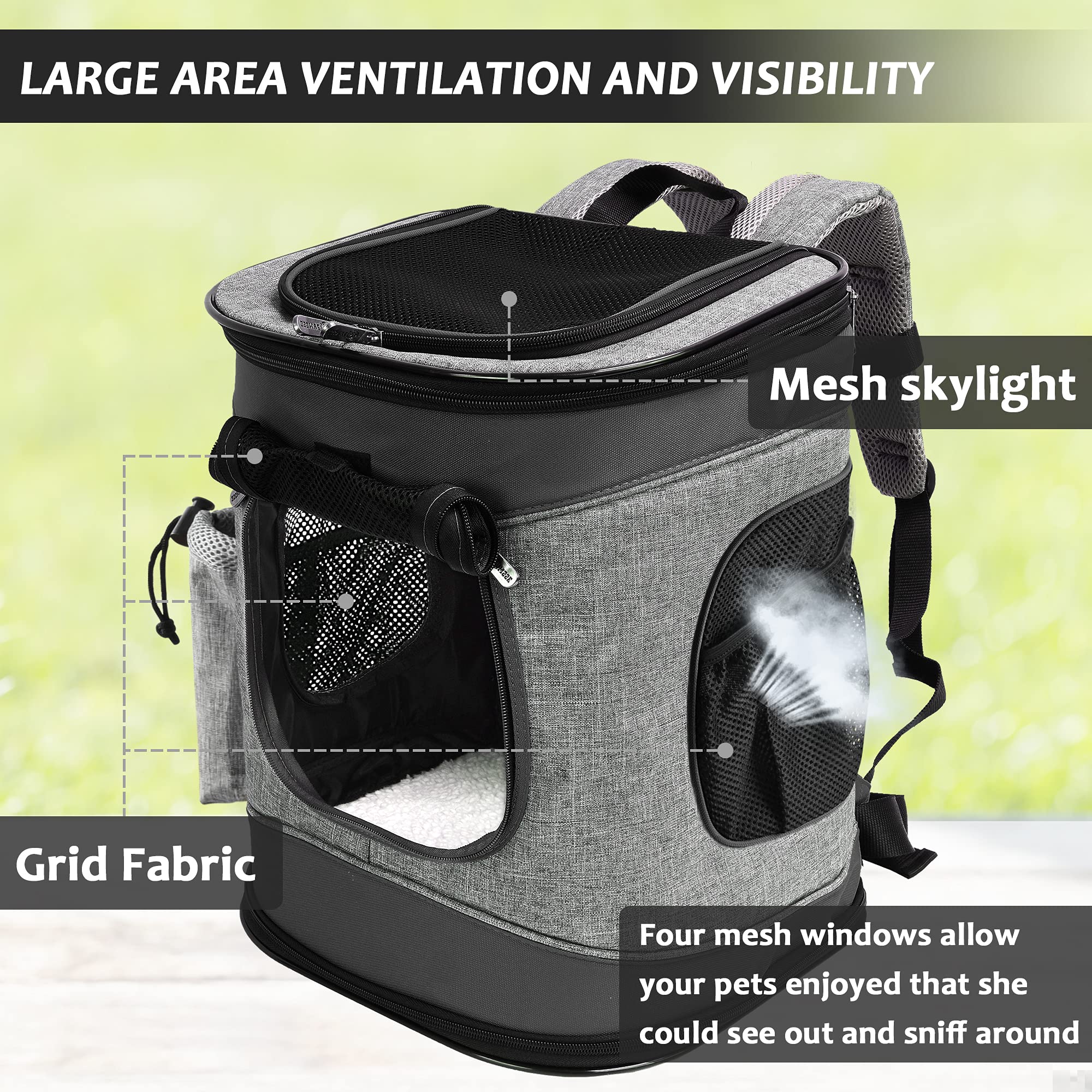 Kato Tirrinia Pet Dog Carrier Zaino, Pet Carrier Bag con Rete per Cani Medi Gatti, 1.5lbs Cucciolo Zaino Carrier Borsone Portatile per All'aperto