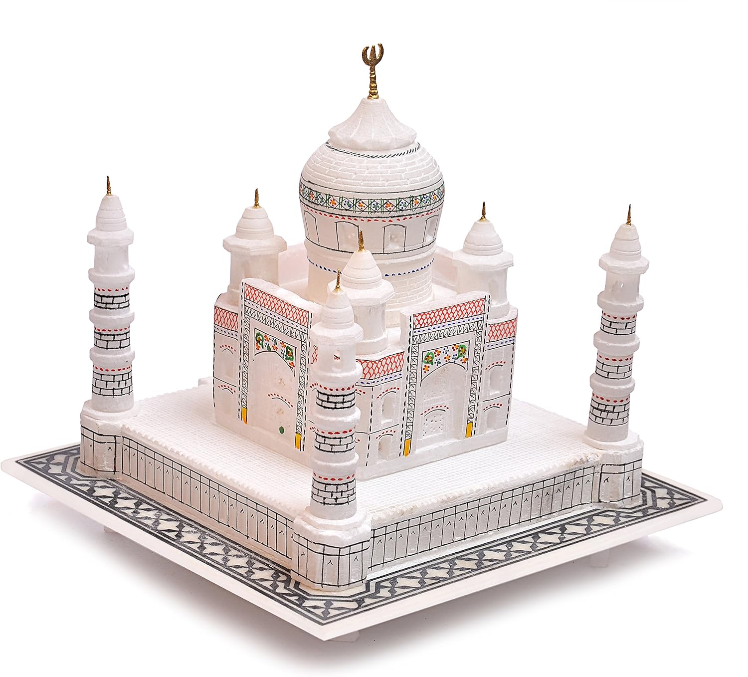 Natural White Marble Taj Mahal Statue 6" inch Unique Work New Year Gift Beautiful Handcrafted Standing Taj Mahal Statue Home And Living Room Decor For Gifting Purpose Showpiece Statue For Good Luck