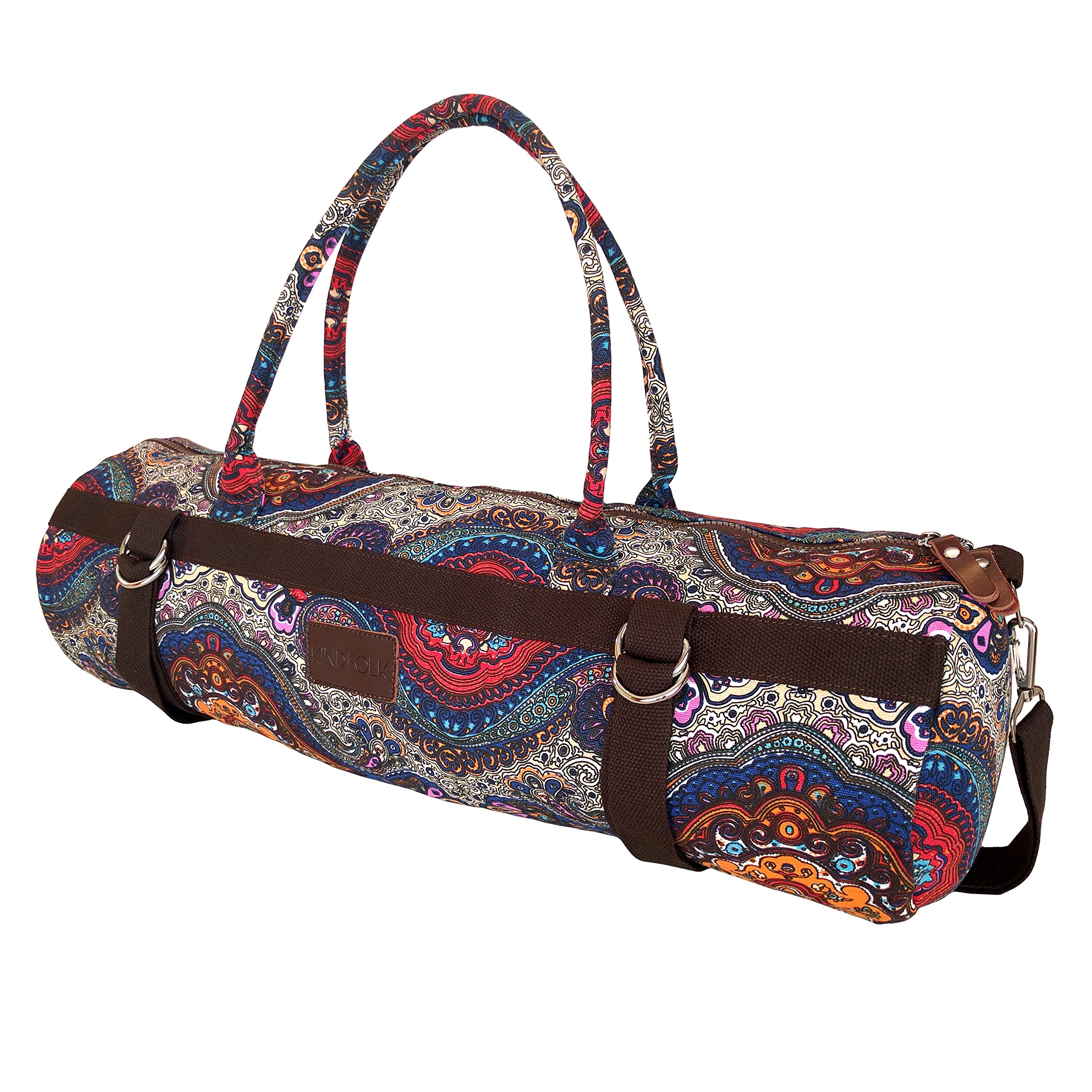 Kindfolk Yoga Mat Bags Carrier Patterned Canvas with Pocket and Zipper (Celestial)